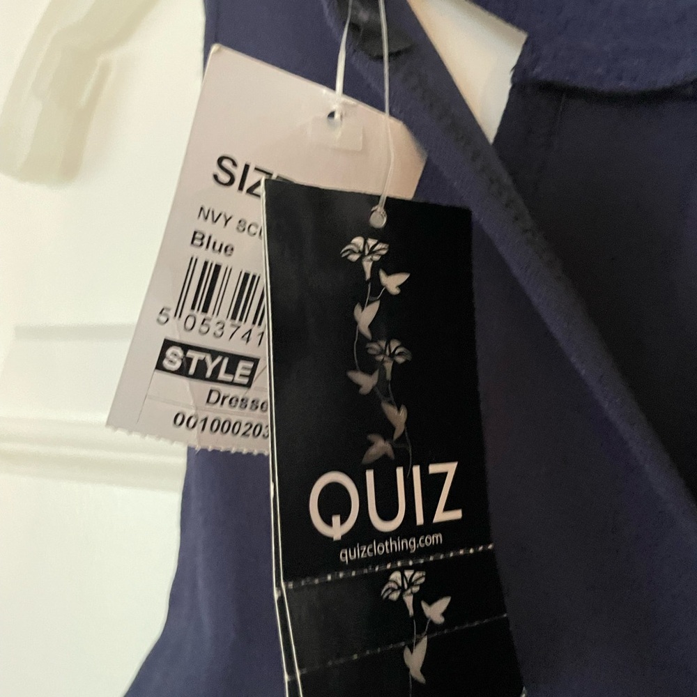 Elegant Navy Blue Neck Dress - Picture 3 of 3